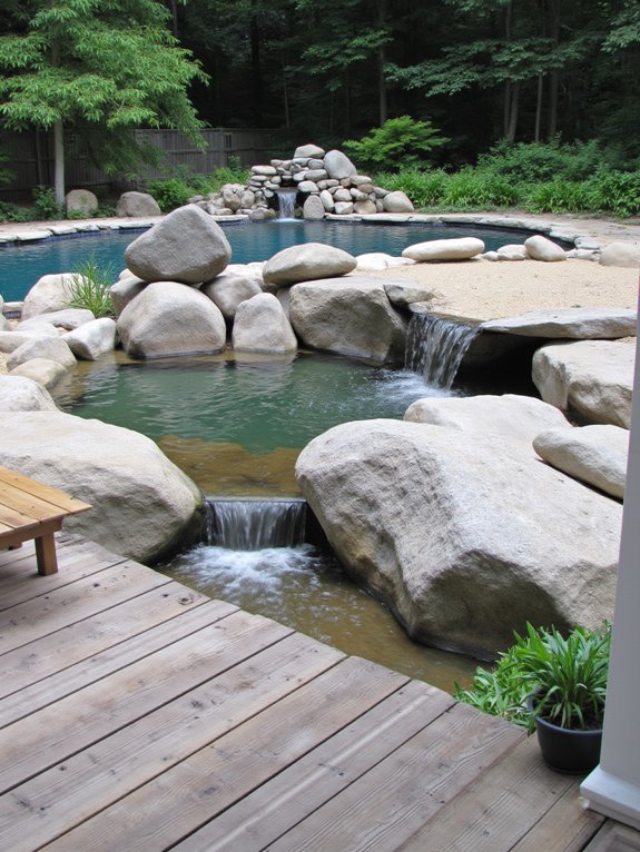 19 Inspiring Inground Pool Landscaping Ideas With Rock Waterfalls serene zen garden elements