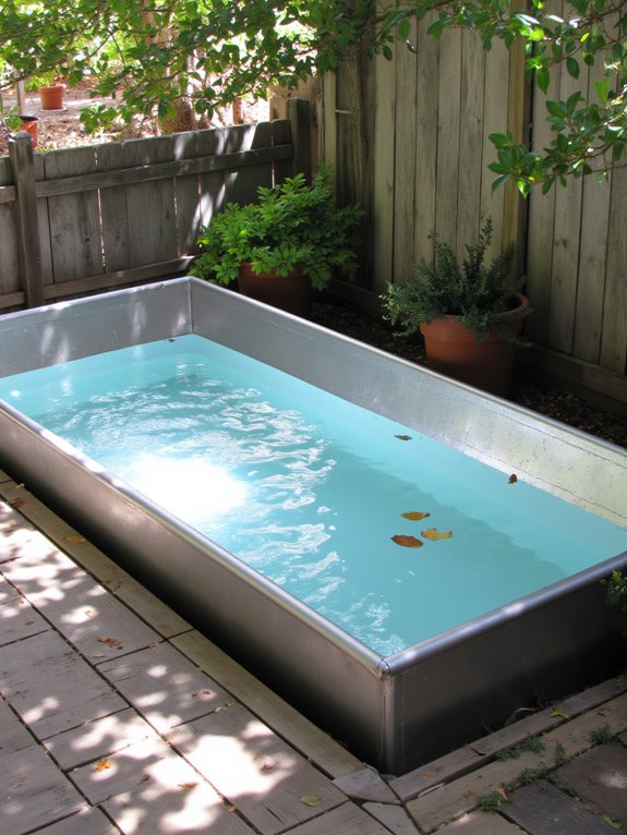 20 Stylish Cattle Trough Pool Ideas For Unexpected Backyard Flair sleek minimalist cattle troughs