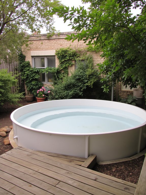 20 Elevated Stock Tank Pool Liner Ideas That Look Professional sleek minimalist transparent liners