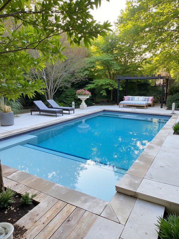 24 Beautiful Inground Pool Ideas With Tanning Ledges For Sun Lovers sleek modern outdoor pools