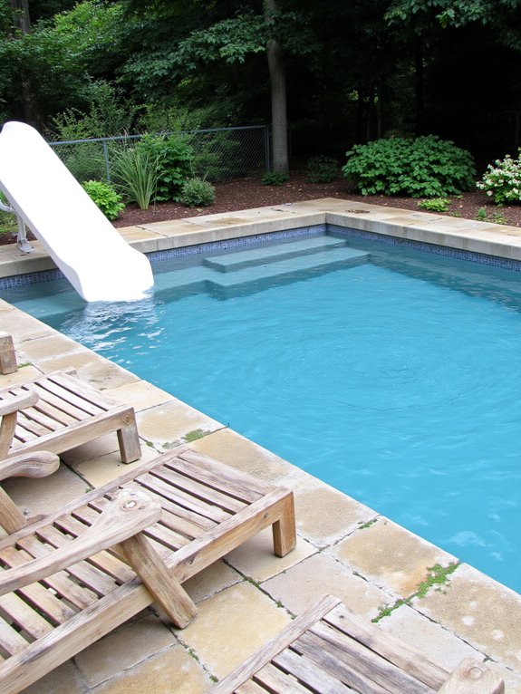 25 Fun Inground Pool Ideas With Slides For Backyard Play sleek modern pool excitement