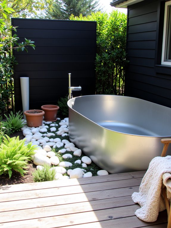 22 Polished Stock Tank Bath Ideas For A Spa Like Backyard Moment sleek modern stock tank bath