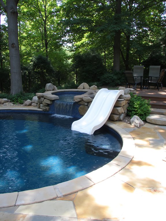 22 Creative Freeform Inground Pool Ideas For Natural Flow sliding board pool fun