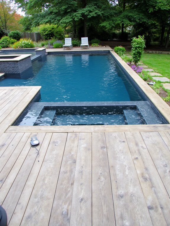 24 Beautiful Inground Pool Ideas With Tanning Ledges For Sun Lovers smart automated pool maintenance