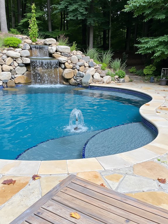 18 Beautiful Inground Swimming Pool Ideas That Stand Out soothing outdoor water features