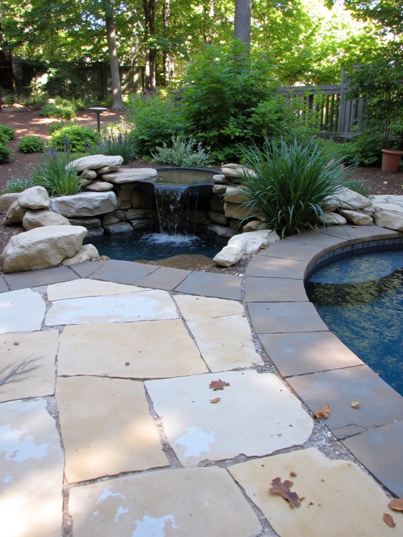 24 Creative Inground Pool Deck Ideas For Easy Backyard Upgrades soothing sounds of water