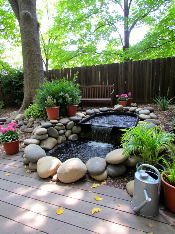 23 Brilliant Stock Tank Pool Privacy Ideas For Peaceful Afternoons soothing water feature installation