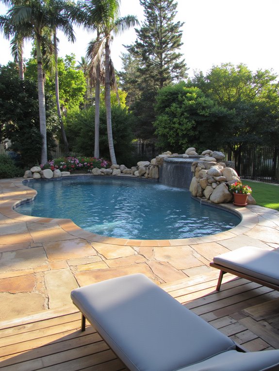 21 Simple Inground Pool Landscaping Ideas For Clean Outdoor Style soothing water features enhance tranquility