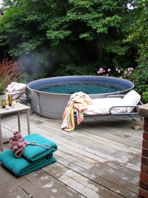 22 Family Friendly Stock Tank Pool Ideas That Everyone Will Love spa like stock tank retreat