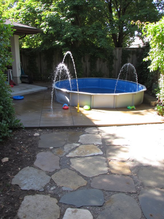 25 Upgraded Stock Tank Pool Ideas For A Big Style Boost splash pad fun for kids