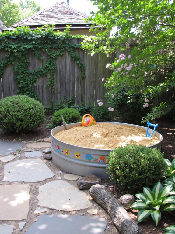 19 Stylish Backyard Stock Tank Upgrades That Feel Designer Level stock tank sandbox for kids
