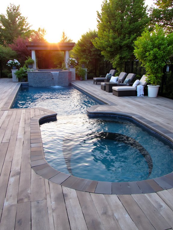 18 Luxurious Inground Pool And Hot Tub Ideas For Home Retreats stylish and functional decking