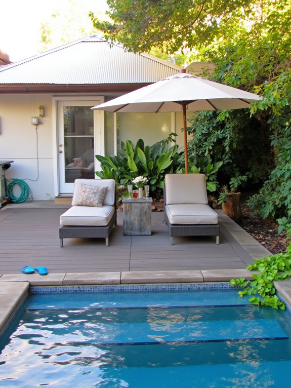 19 Timeless Rectangle Inground Pool Ideas For A Clean Look stylish comfortable poolside lounge