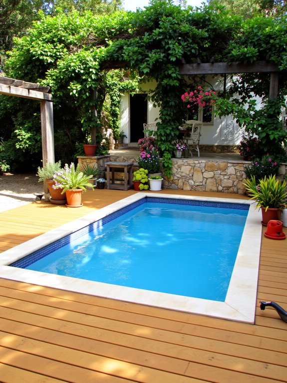 18 Unique Small Inground Pool Ideas For Compact Backyards stylish composite poolside decking