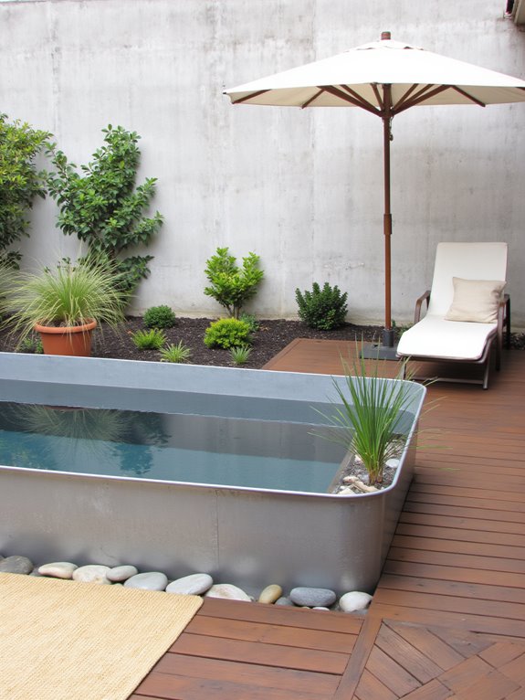 19 Trendy Plastic Stock Tank Pool Ideas For A Modern Twist stylish minimalist outdoor oasis