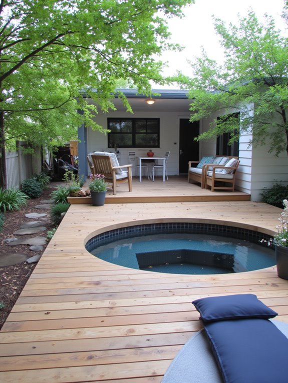 22 Modern Stock Tank Pool Setup Ideas For A Clean Aesthetic stylish natural wood decking