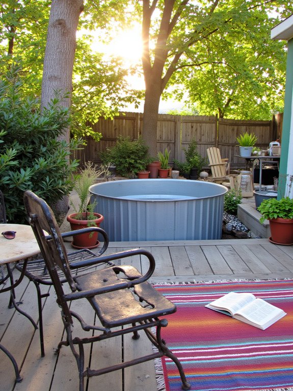 19 Simple Stock Tank Pool Ideas That Make Outdoor Living Easy stylish outdoor living space