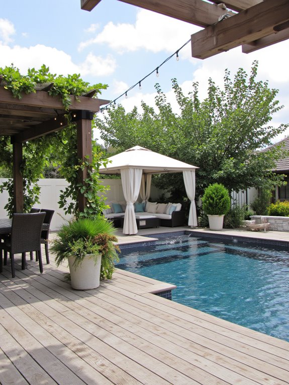 24 Creative Inground Pool Deck Ideas For Easy Backyard Upgrades stylish outdoor shade solutions
