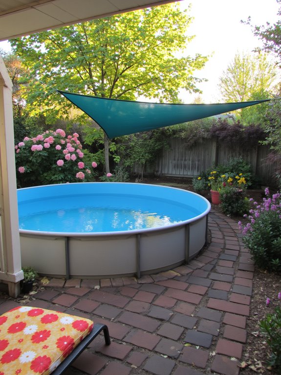 23 Brilliant Stock Tank Pool Privacy Ideas For Peaceful Afternoons stylish outdoor sun protection