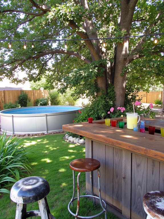 23 Beautiful Stock Tank Pool Landscaping Ideas For Instant Charm stylish poolside bar area