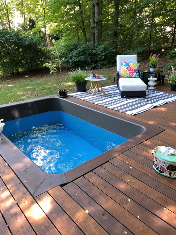19 Trendy Plastic Stock Tank Pool Ideas For A Modern Twist stylish poolside decking design