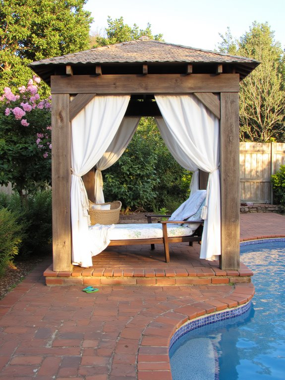 23 Creative Inground Pool Ideas You’ll Wish You Tried Sooner stylish shaded poolside retreat