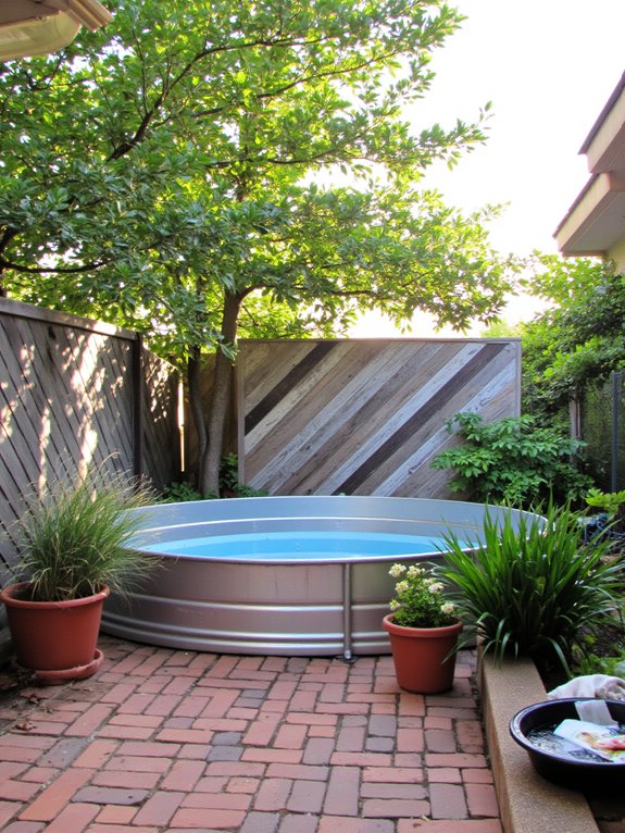 23 Brilliant Stock Tank Pool Privacy Ideas For Peaceful Afternoons stylish wooden privacy screen