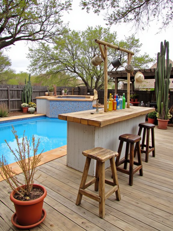 19 Cozy Cowboy Pool Ideas That Bring Cool Western Style Home swim up bar cowboy pool