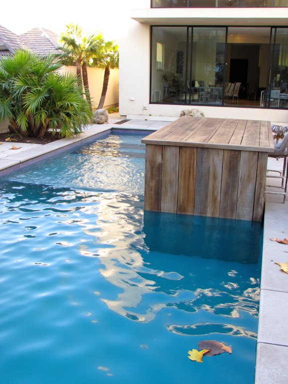 23 Modern Inground Pool Ideas For Crisp Outdoor Style swim up bar enhances luxury