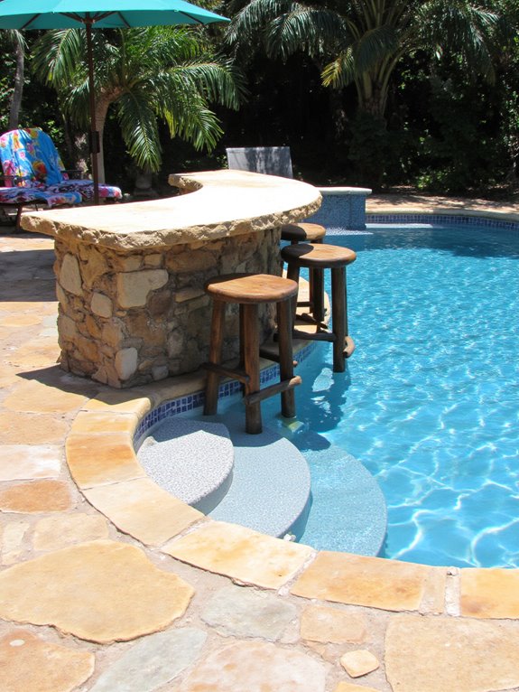 21 Beautiful Inground Pool Deck Ideas For Relaxed Summer Days swim up bar luxury experience