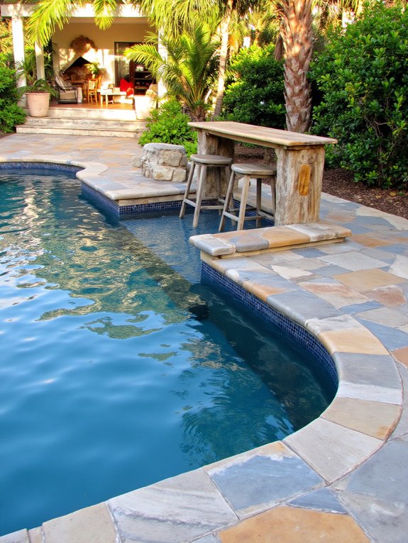 23 Elegant Outdoor Inground Pool Ideas For A Resort Vibe swim up bar relaxation hub