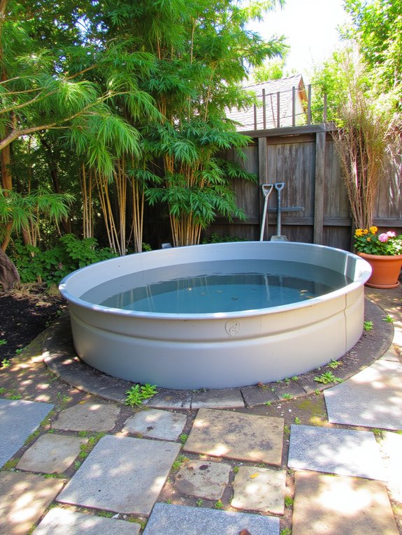 23 Brilliant Stock Tank Pool Privacy Ideas For Peaceful Afternoons tall plants for privacy