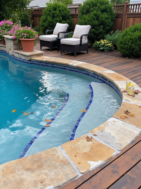 24 Beautiful Inground Pool Ideas With Tanning Ledges For Sun Lovers tanning ledge maintenance tips