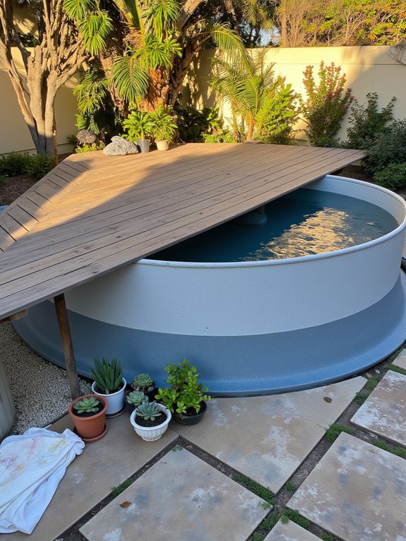 18 Chic Stock Tank Pool Cover Ideas For A Clean Setup transformative poolside lounging deck