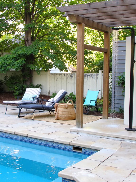 25 Chic Inground Pool Decorating Ideas That Feel Fresh trendy outdoor shower convenience
