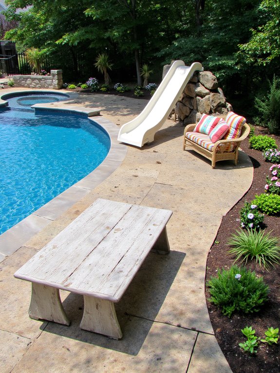 25 Fun Inground Pool Ideas With Slides For Backyard Play tropical oasis pool landscaping