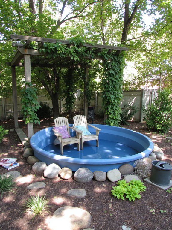 22 Family Friendly Stock Tank Pool Ideas That Everyone Will Love tropical poolside landscaping ideas
