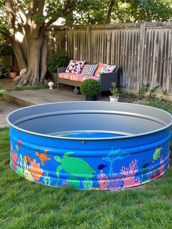 24 Smart Stock Tank Pool Paint Ideas That Transform Your Space underwater mural transformation ideas