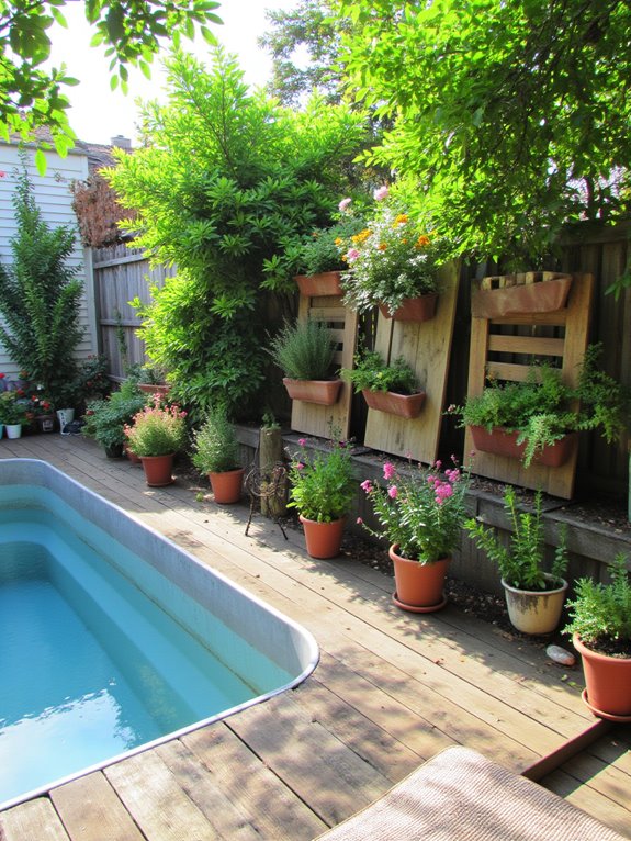 24 Unique Stock Tank Pool Deck Ideas That Elevate Any Yard vertical gardens enhance charm