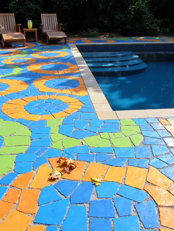 24 Polished Inground Pool Deck Ideas With Pavers For A Finished Look vibrant colorful paver patterns