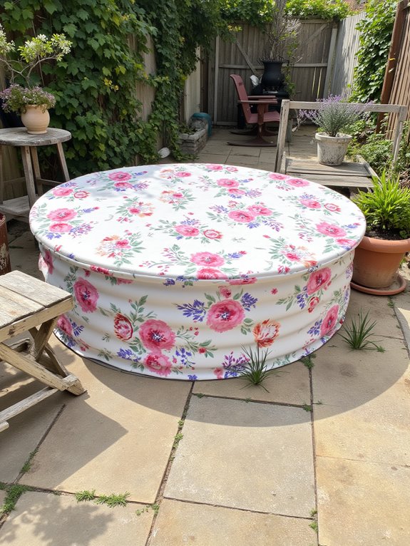 18 Chic Stock Tank Pool Cover Ideas For A Clean Setup vibrant floral pool covers