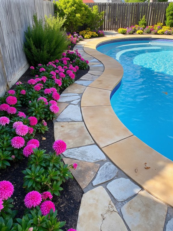 22 Gorgeous Inground Pool Landscaping That Transforms Any Yard vibrant floral pool oasis
