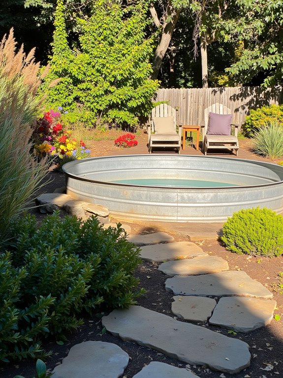 18 Stunning Stock Tank Pool Ideas That Feel Like a Backyard Escape vibrant landscaping for relaxation