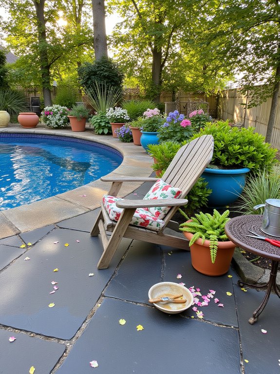 25 Chic Inground Pool Decorating Ideas That Feel Fresh vibrant oasis with planters