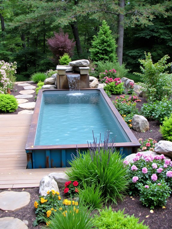 24 Clever Container Pool Ideas That Reinvent Your Outdoor Space vibrant plants enhance aesthetics