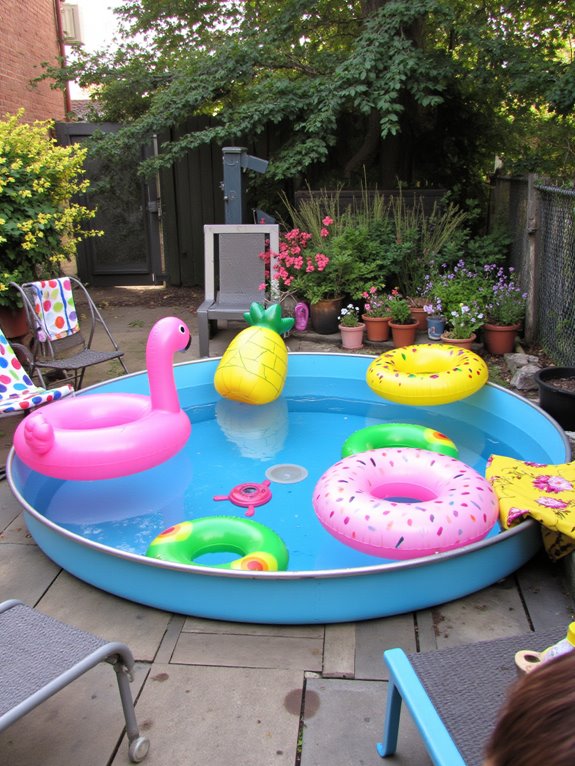 21 Unique Mini Stock Tank Pool Ideas Packed With Personality vibrant pool floats enhance fun
