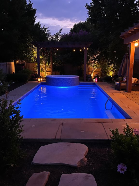 18 Luxurious Inground Pool And Hot Tub Ideas For Home Retreats vibrant pool lighting ideas