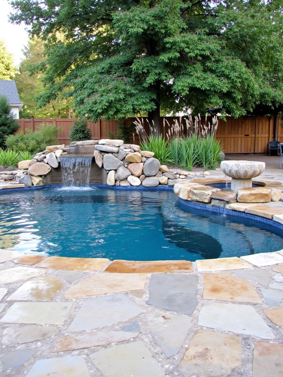 19 Modern Backyard Inground Pool Ideas For Fresh Outdoor Appeal waterfalls and fountains relaxation