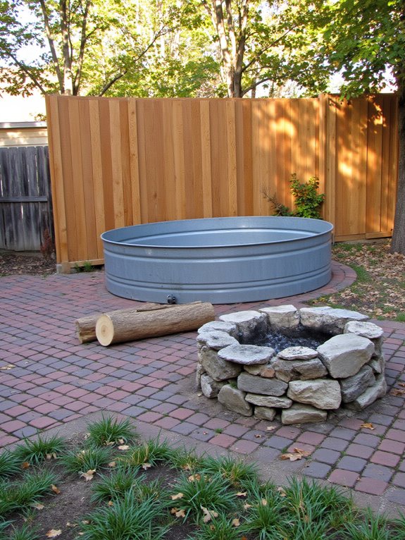 22 Practical Stock Tank Pool And Fire Pit Ideas For Cozy Nights windbreak enhances comfort safety
