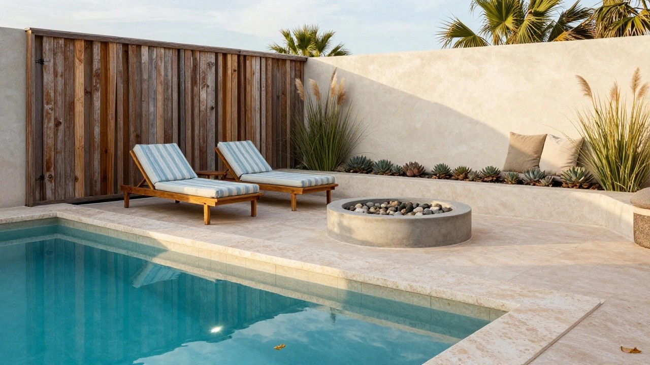 15 warm pool landscaping with fire pit ideas for cozy gatherings featured